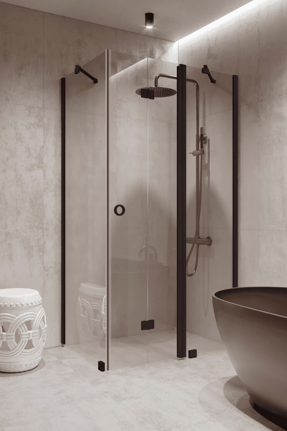 Shower enclosure Hietakari Forma 371, Cocoa frame, clear glass Shower enclosure Hietakari Forma 371, Cocoa frame, clear glass