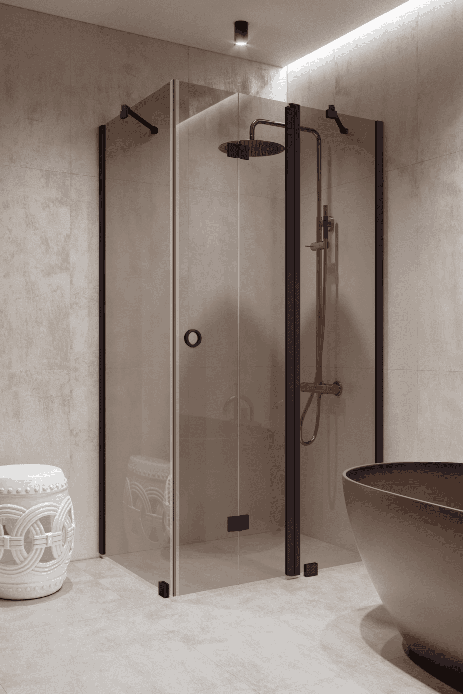 Shower enclosure Hietakari Forma 371, Cocoa frame, bronze tinted glass Shower enclosure Hietakari Forma 371, Cocoa frame, bronze tinted glass