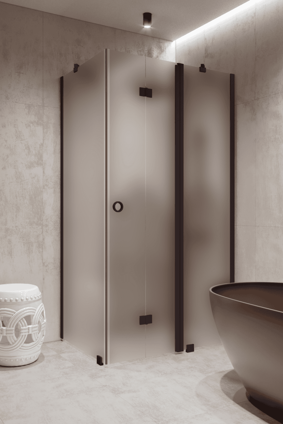Shower enclosure Hietakari Forma 371, Cocoa frame, satin frosted glass Shower enclosure Hietakari Forma 371, Cocoa frame, satin frosted glass
