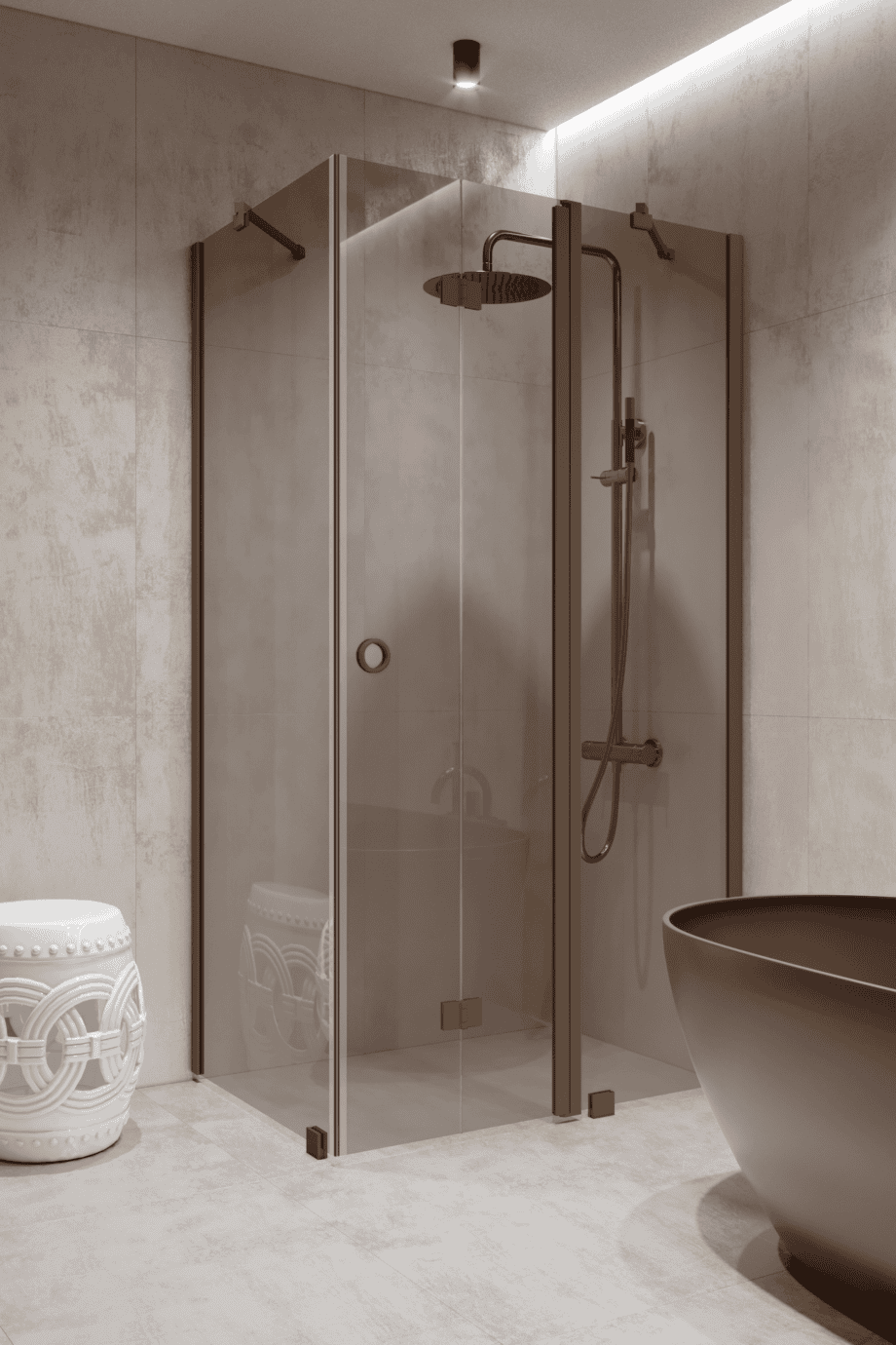 Shower enclosure Hietakari Forma 371, Mocha frame, grey tinted glass Shower enclosure Hietakari Forma 371, Mocha frame, grey tinted glass