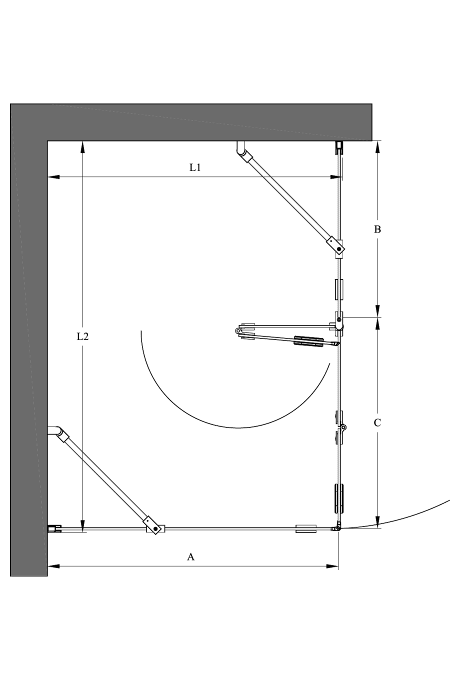 Shower enclosure Hietakari Forma 371, fixed wall + folding door with fixed part – 2