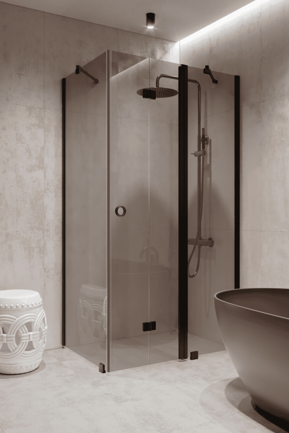 Shower enclosure Hietakari Forma 371, black frame, grey tinted glass Shower enclosure Hietakari Forma 371, black frame, grey tinted glass