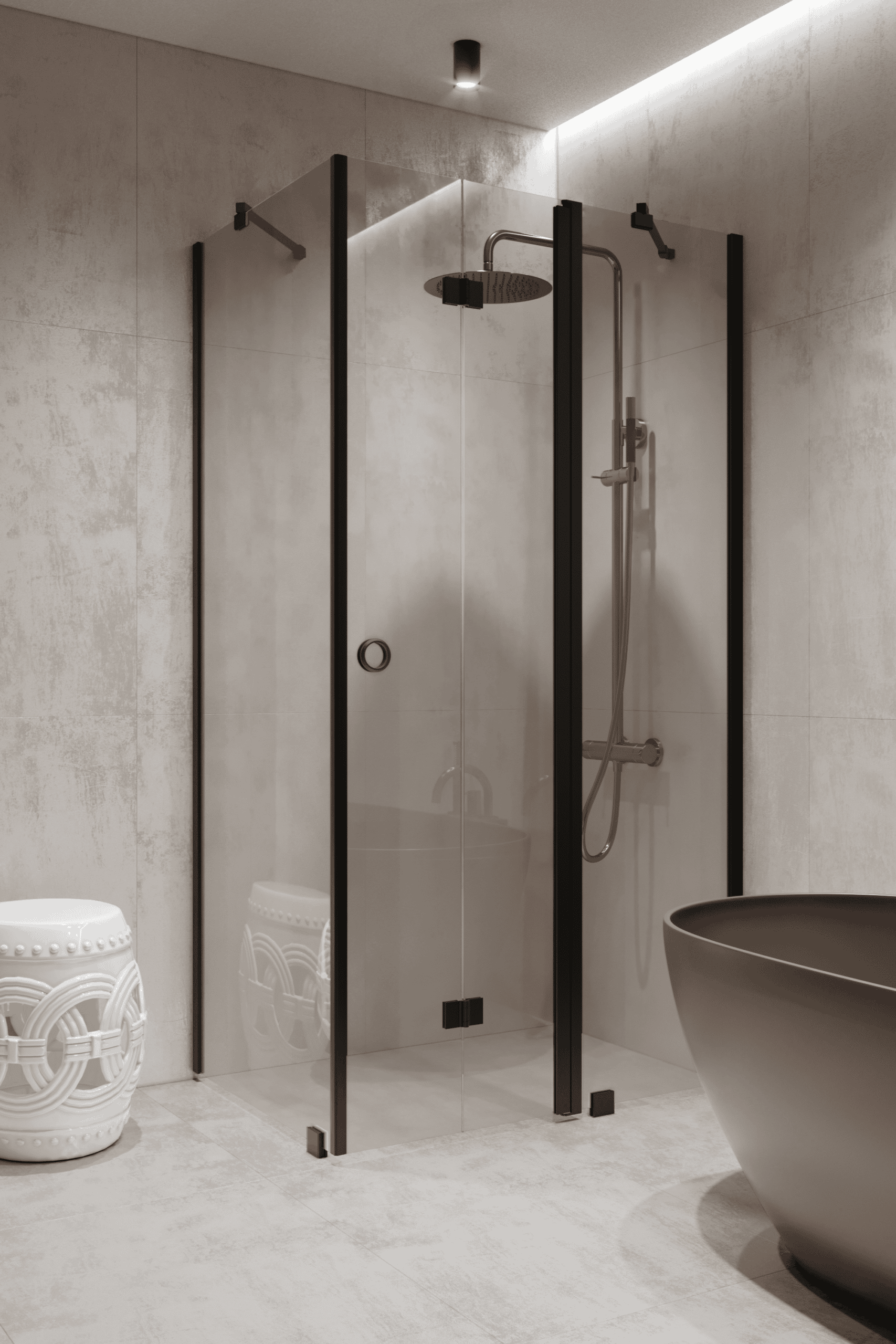 Shower enclosure Hietakari Forma 371, fixed wall + folding door with fixed part – 6