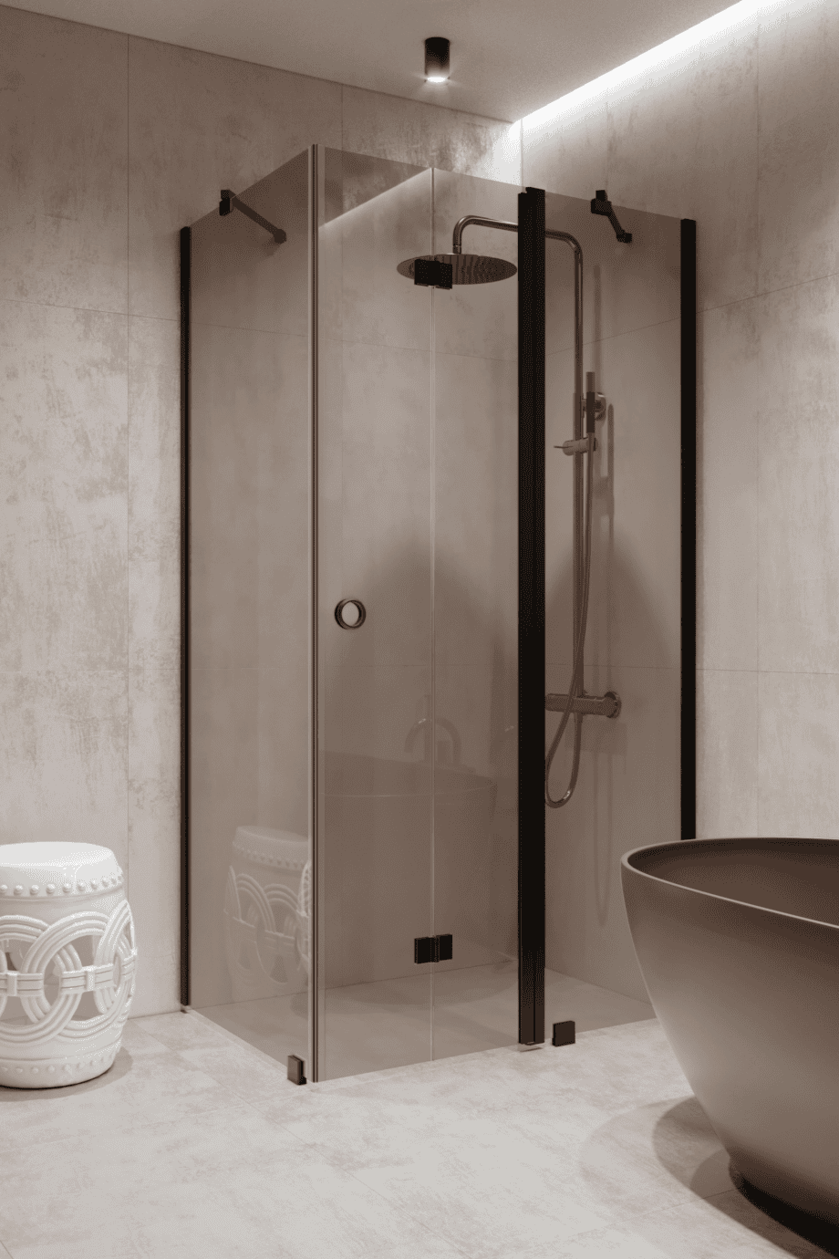 Shower enclosure Hietakari Forma 371, black frame, bronze tinted glass Shower enclosure Hietakari Forma 371, black frame, bronze tinted glass