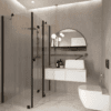 Shower enclosure Hietakari Forma 371, black frame, reeded glass Shower enclosure Hietakari Forma 371, black frame, reeded glass