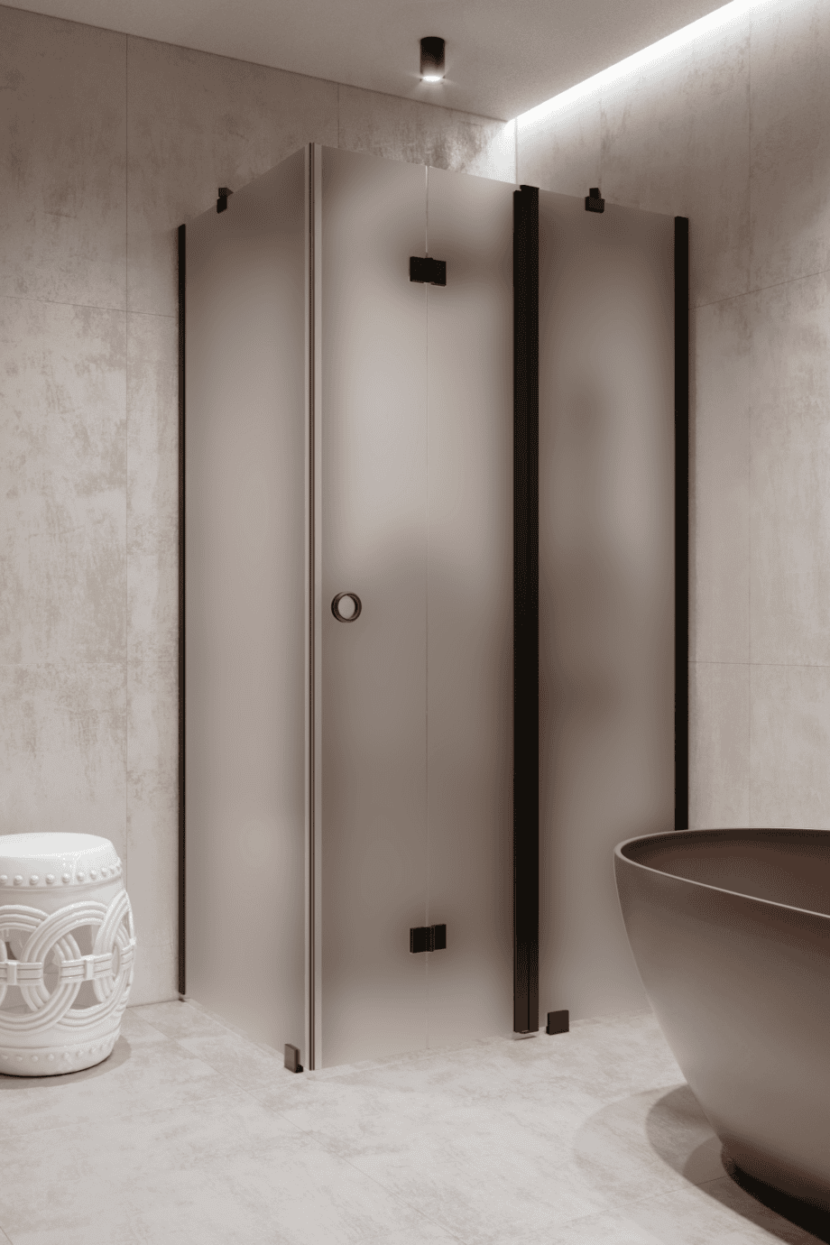 Shower enclosure Hietakari Forma 371, black frame, satin frosted glass Shower enclosure Hietakari Forma 371, black frame, satin frosted glass