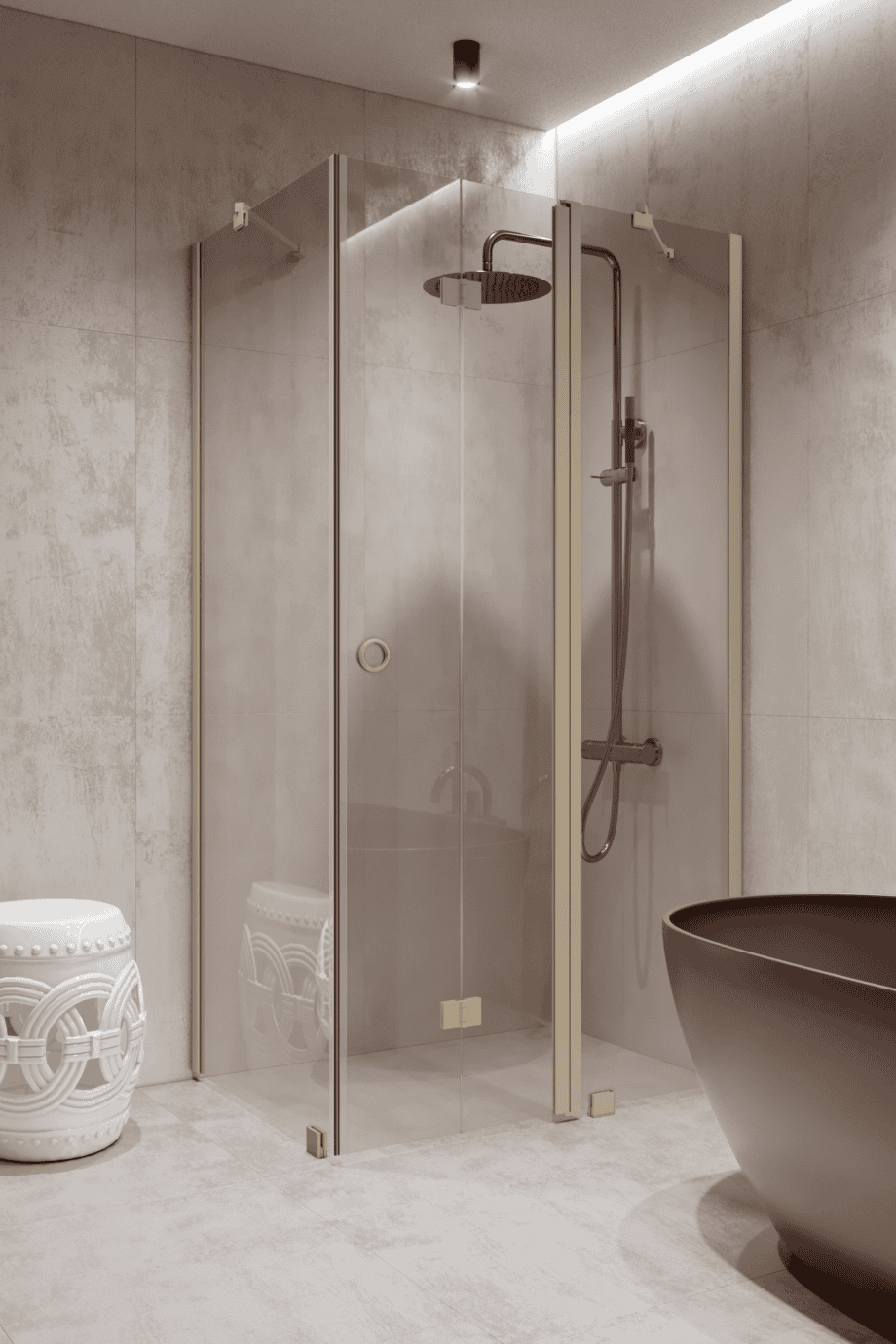 Shower enclosure Hietakari Forma 371, fixed wall + folding door with fixed part – view 7 Shower enclosure Hietakari Forma 371, fixed wall + folding door with fixed part – 7