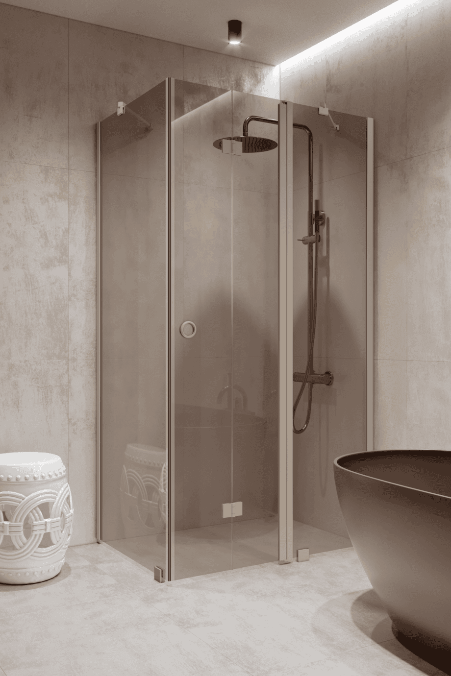 Shower enclosure Hietakari Forma 371, Sand frame, bronze tinted glass Shower enclosure Hietakari Forma 371, Sand frame, bronze tinted glass