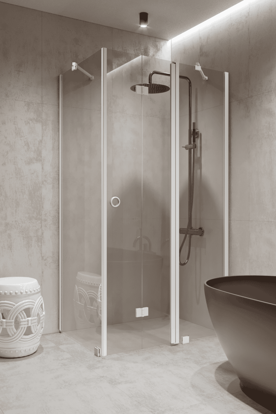 Shower enclosure Hietakari Forma 371, fixed wall + folding door with fixed part Shower enclosure Hietakari Forma 371, fixed wall + folding door with fixed part