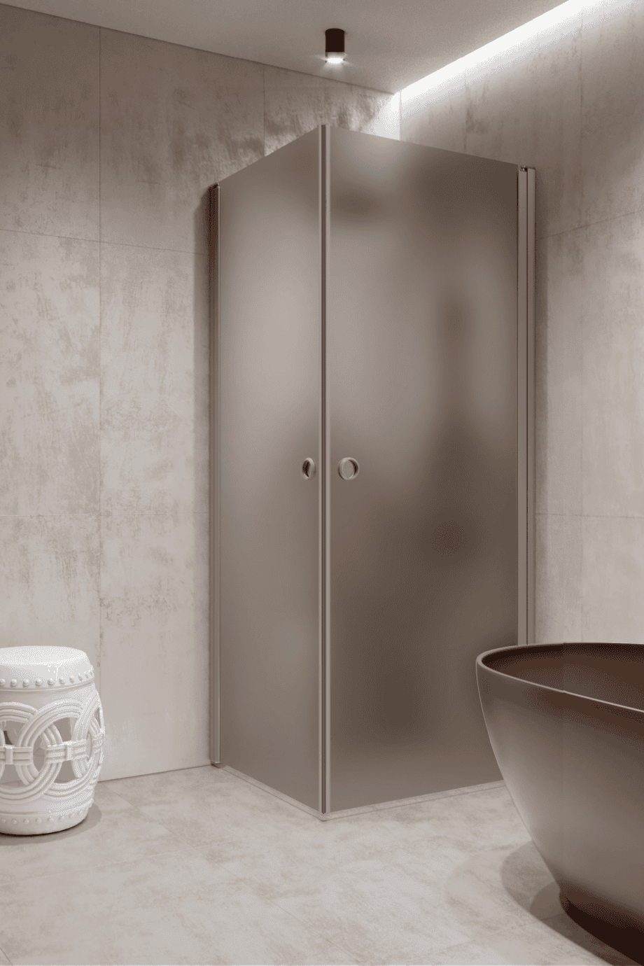 Shower enclosure Hietakari Forma 372, aluminium frame, grey satin glass