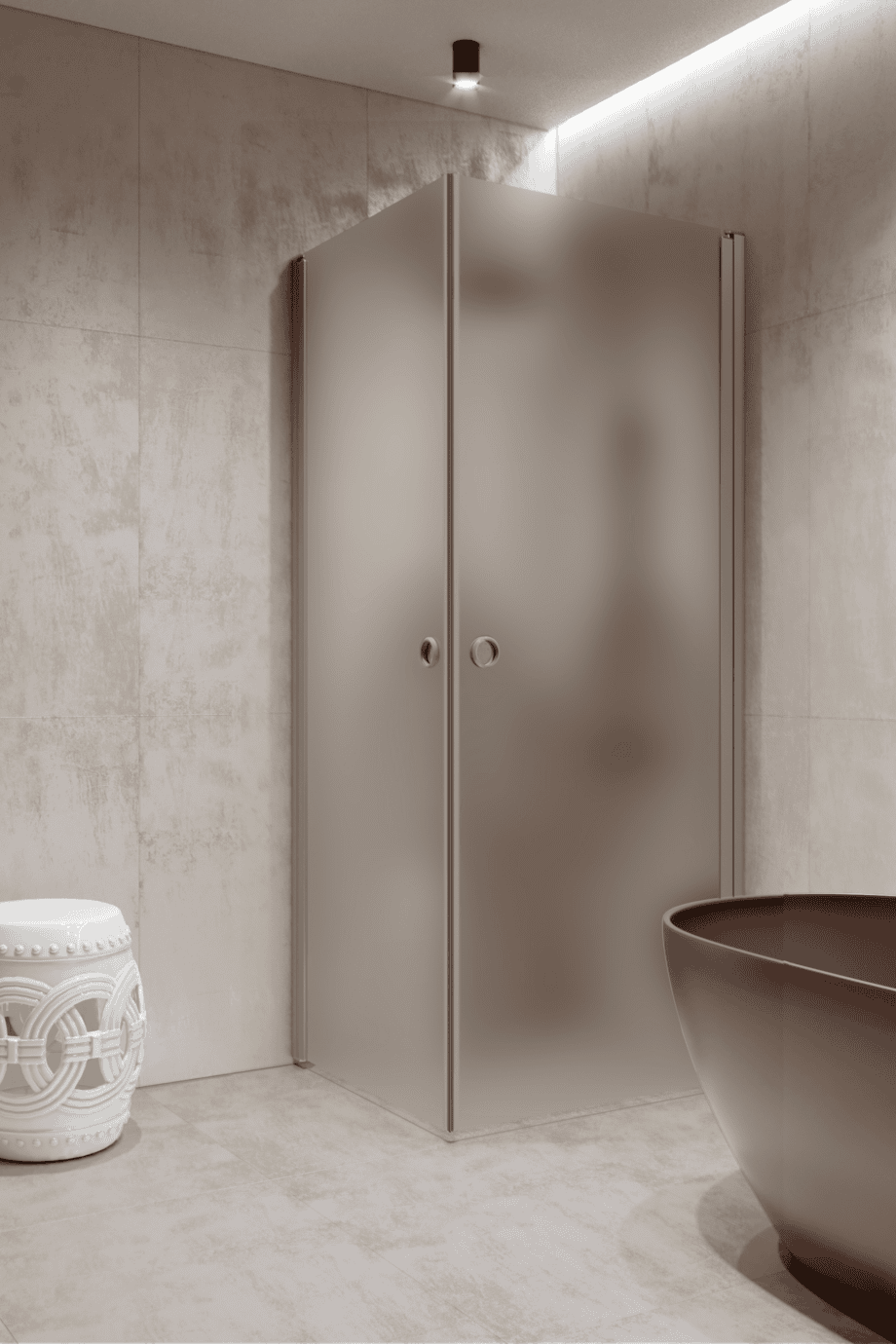 Shower enclosure Hietakari Forma 372, aluminium frame, satin frosted glass