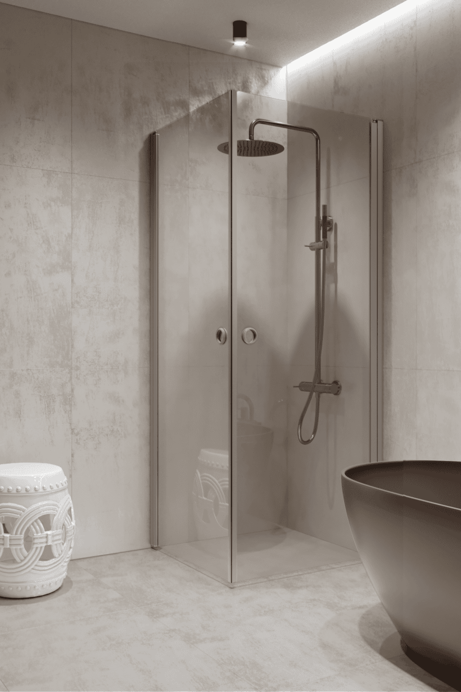 Shower enclosure Hietakari Forma 372, aluminium frame, super bright glass