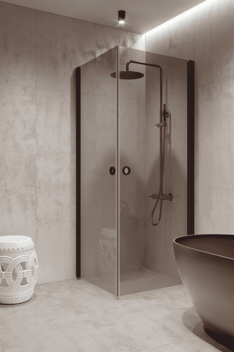 Shower enclosure Hietakari Forma 372, Cocoa frame, grey tinted glass