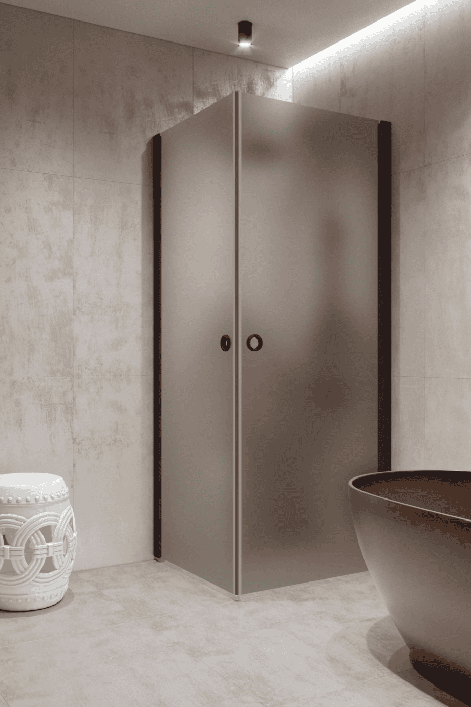 Shower enclosure Hietakari Forma 372, Cocoa frame, grey satin glass