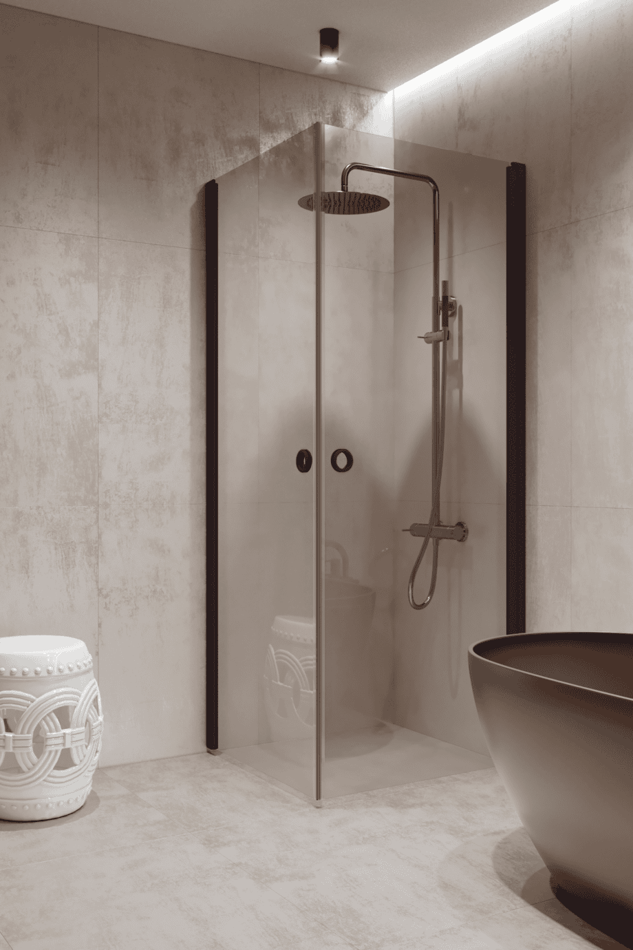 Shower enclosure Hietakari Forma 372, Cocoa frame, clear glass