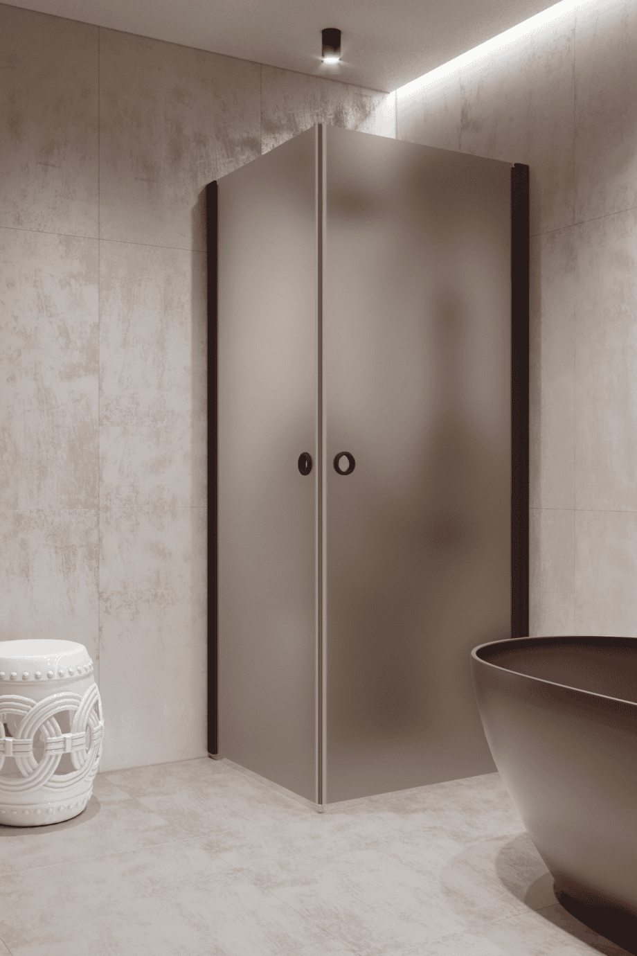 Shower enclosure Hietakari Forma 372, Cocoa frame, brown satin glass