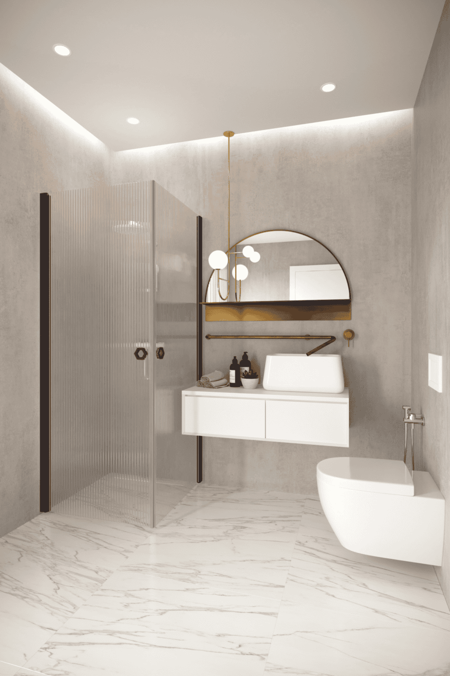 Shower enclosure Hietakari Forma 372, Cocoa frame, reeded glass