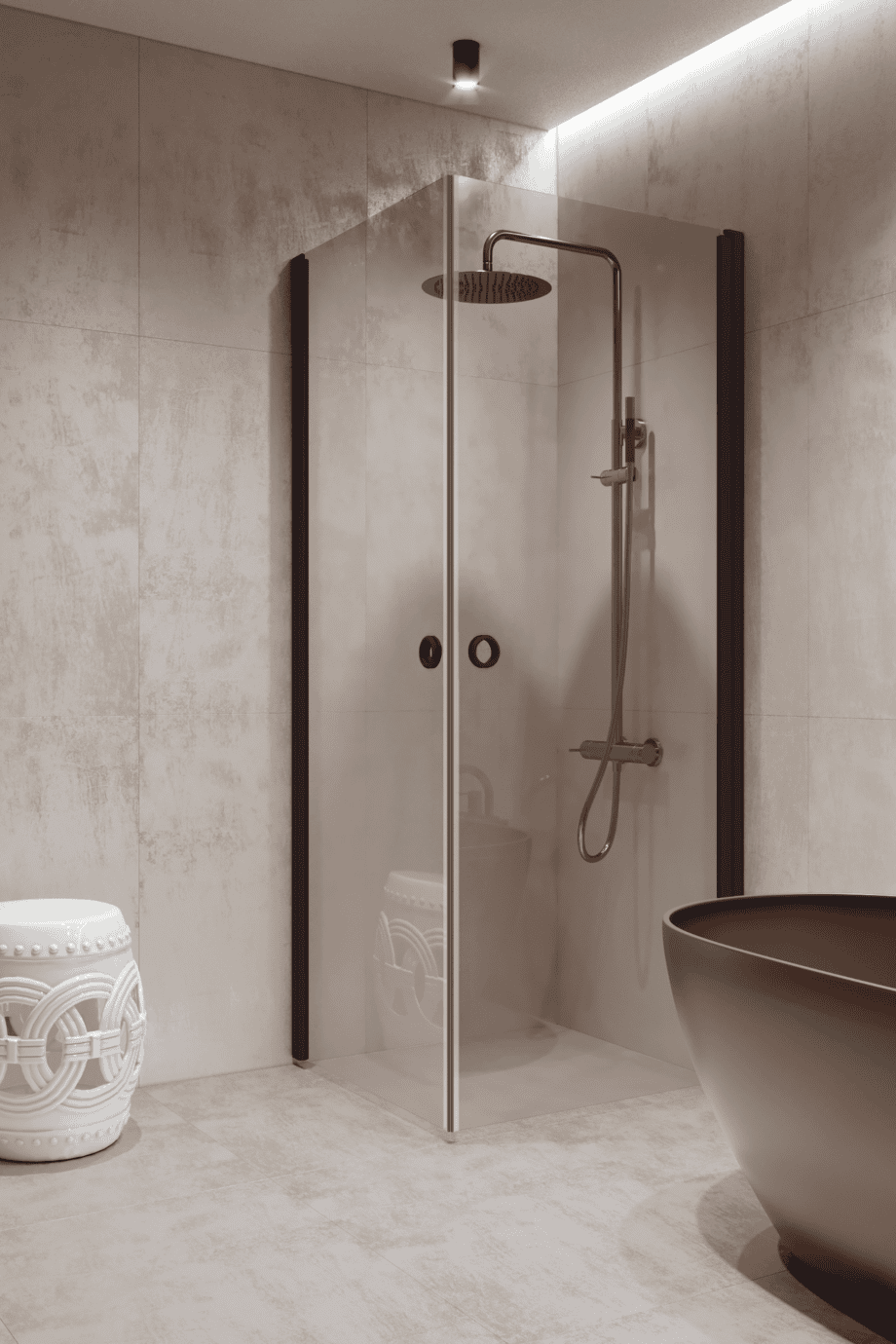 Shower enclosure Hietakari Forma 372, Cocoa frame, super bright glass