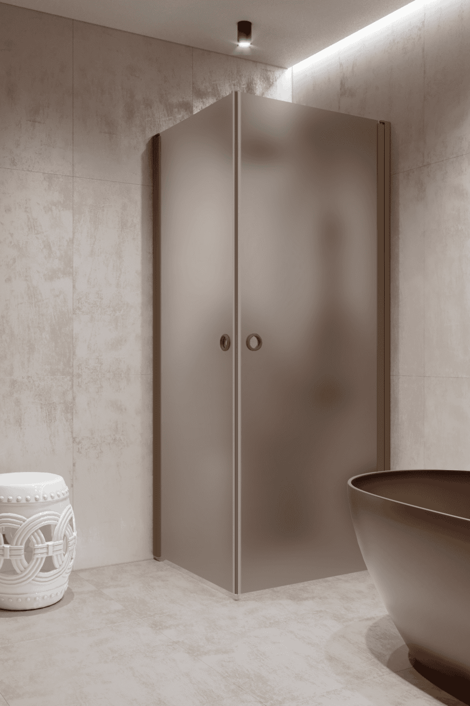 Shower enclosure Hietakari Forma 372, Mocha frame, brown satin glass