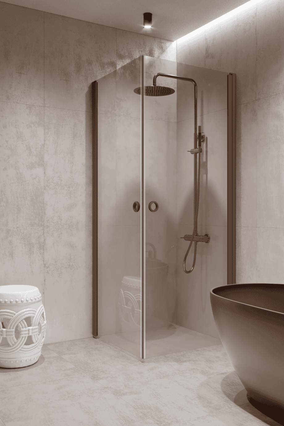 Shower enclosure Hietakari Forma 372, Mocha frame, super bright glass
