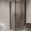 Shower enclosure Hietakari Forma 372, black frame, grey satin glass
