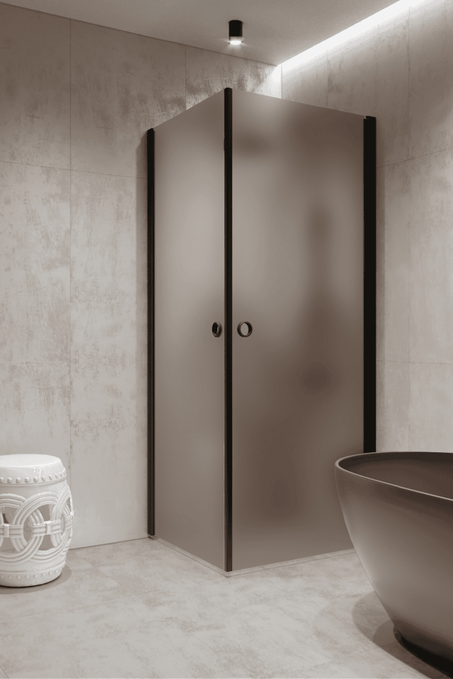 Shower enclosure Hietakari Forma 372, black frame, brown satin glass