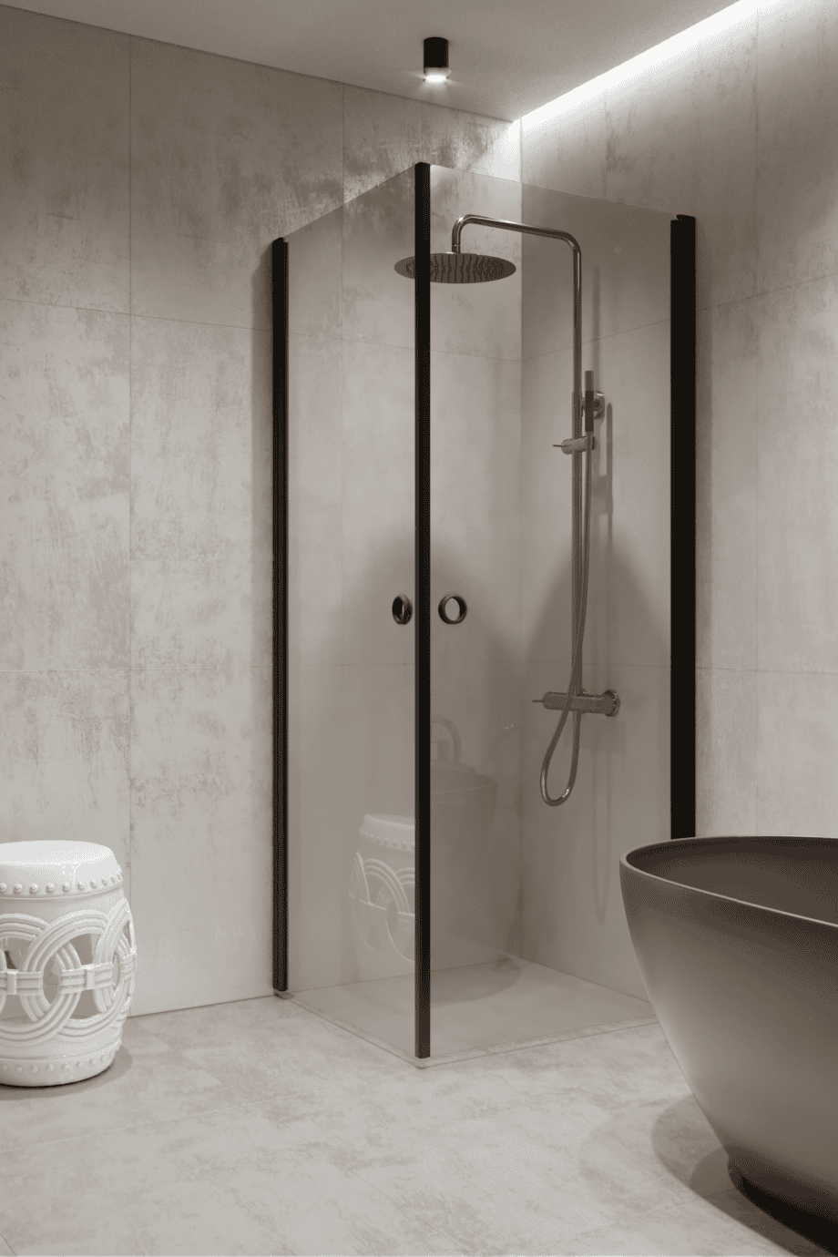 Shower enclosure Hietakari Forma 372, black frame, super bright glass