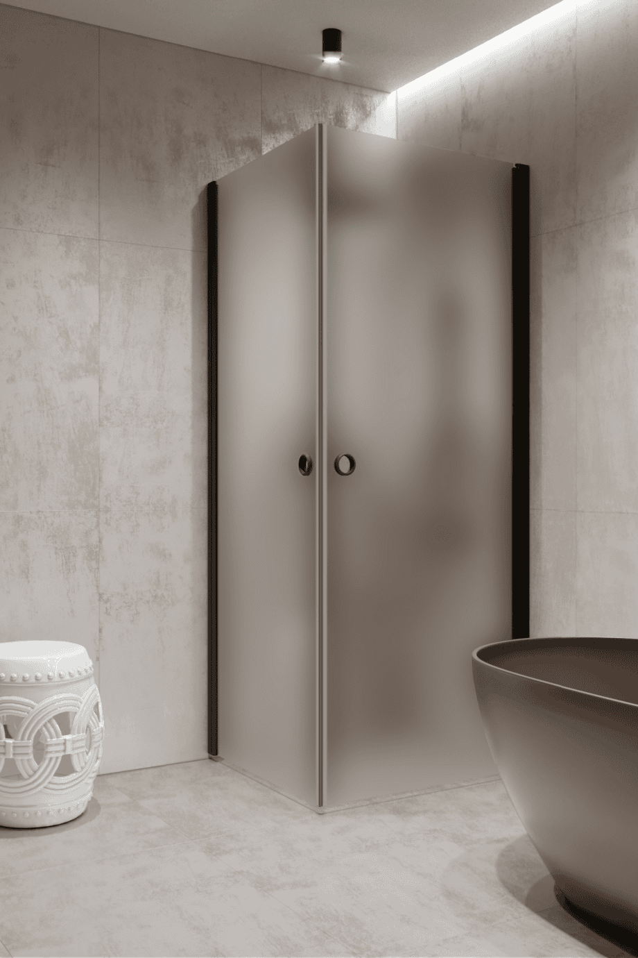 Shower enclosure Hietakari Forma 372, black frame, super bright satin glass