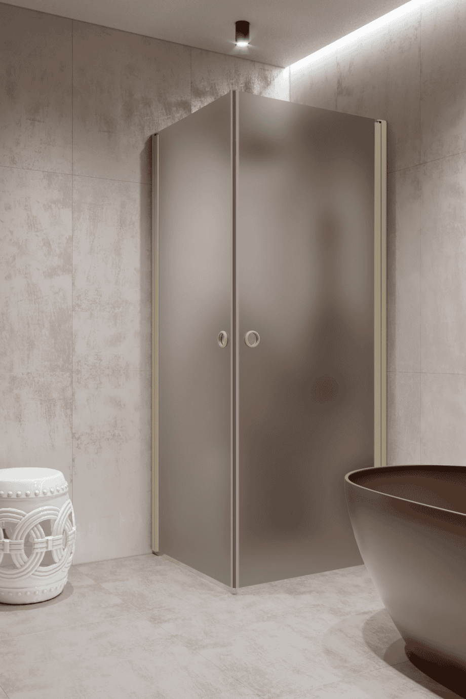 Shower enclosure Hietakari Forma 372, Sand frame, grey satin glass
