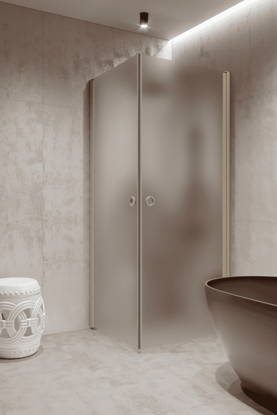 Shower enclosure Hietakari Forma 372, Sand frame, satin frosted glass