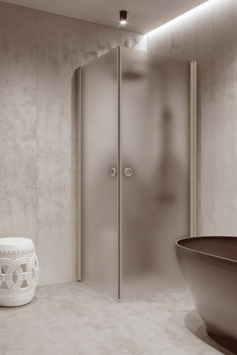 Shower enclosure Hietakari Forma 372, Sand frame, super bright satin glass