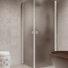 Shower enclosure Hietakari Forma 372, white frame, grey satin glass