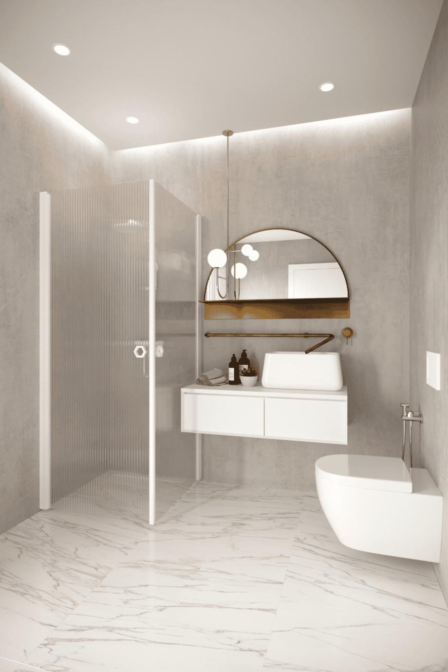 Shower enclosure Hietakari Forma 372, white frame, reeded glass