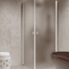 Shower enclosure Hietakari Forma 372, white frame, satin frosted glass