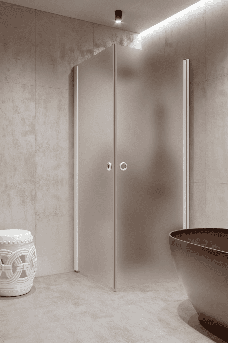 Shower enclosure Hietakari Forma 372, white frame, super bright satin glass