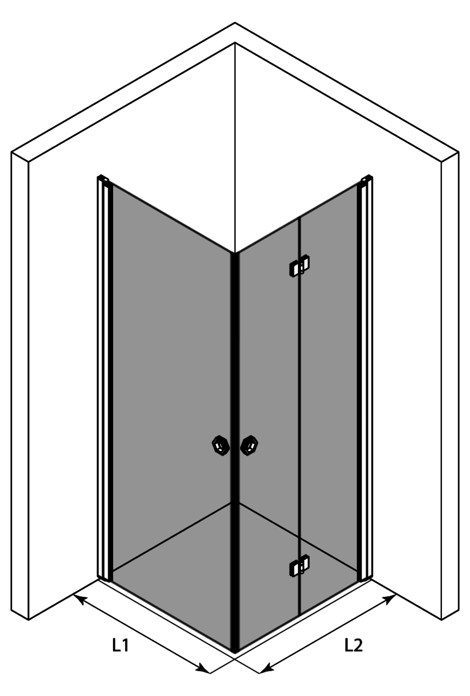 Shower enclosure Hietakari Forma 373, hinged door + folding door – 3