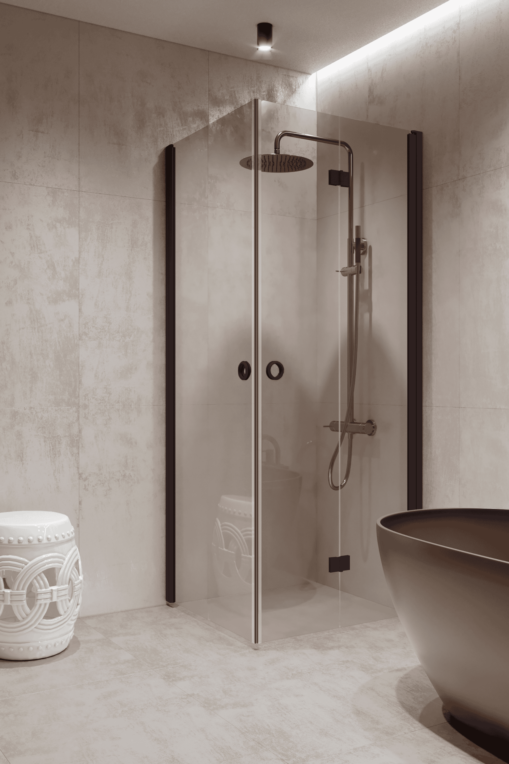 Shower enclosure Hietakari Forma 373, Cocoa frame, clear glass Shower enclosure Hietakari Forma 373, Cocoa frame, clear glass