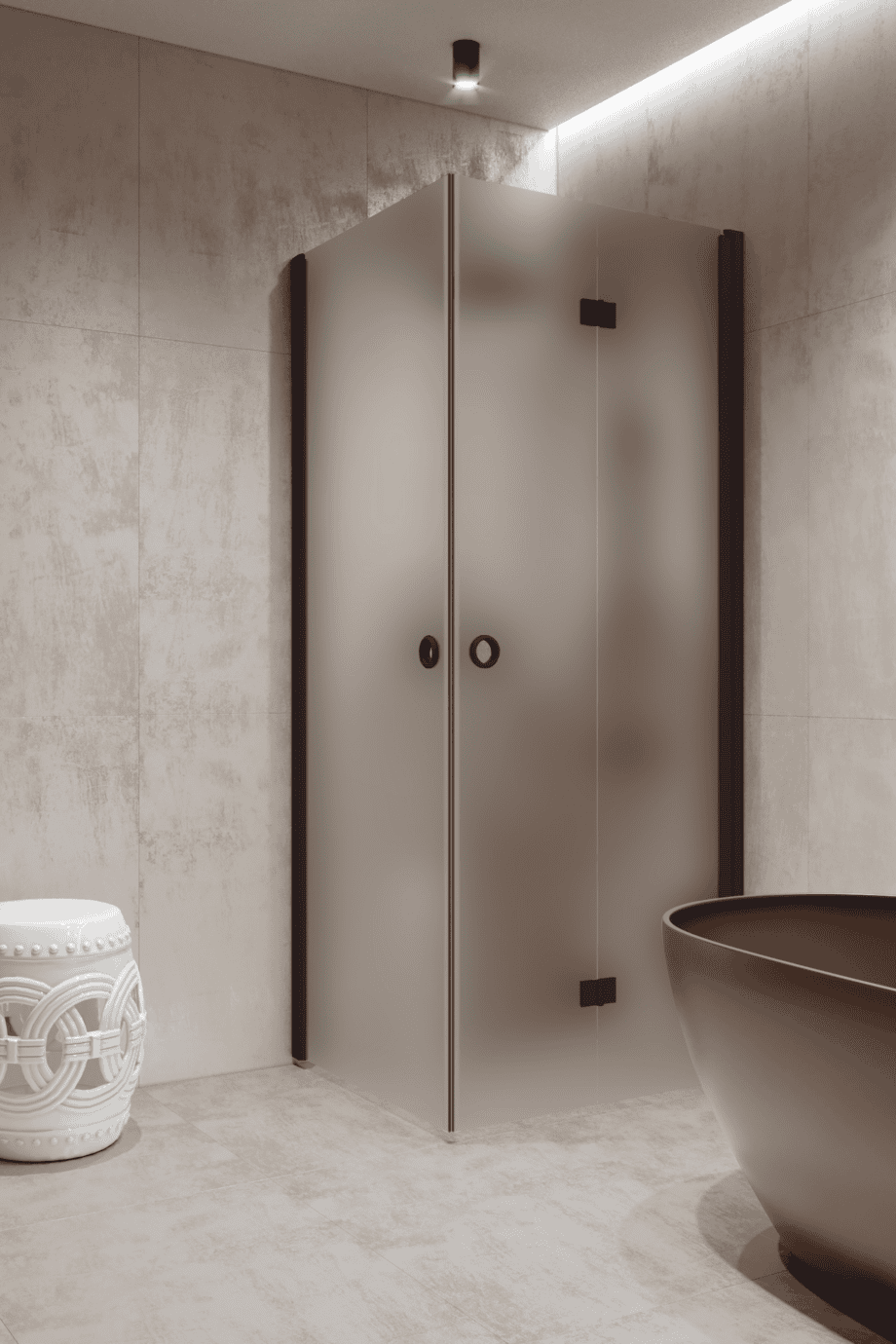 Shower enclosure Hietakari Forma 373, Cocoa frame, satin frosted glass Shower enclosure Hietakari Forma 373, Cocoa frame, satin frosted glass