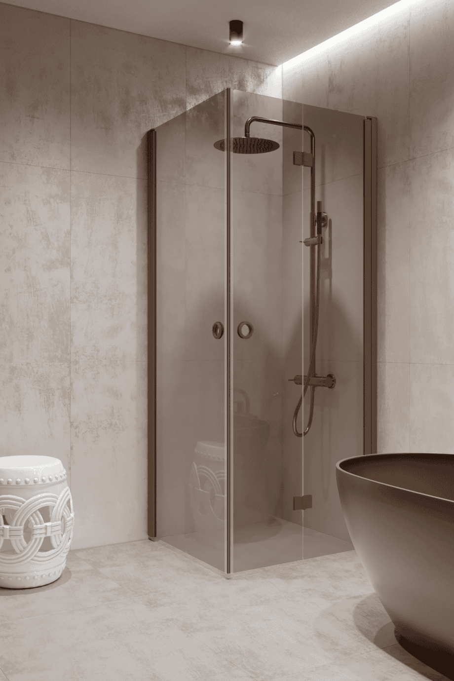 Shower enclosure Hietakari Forma 373, Mocha frame, bronze tinted glass Shower enclosure Hietakari Forma 373, Mocha frame, bronze tinted glass