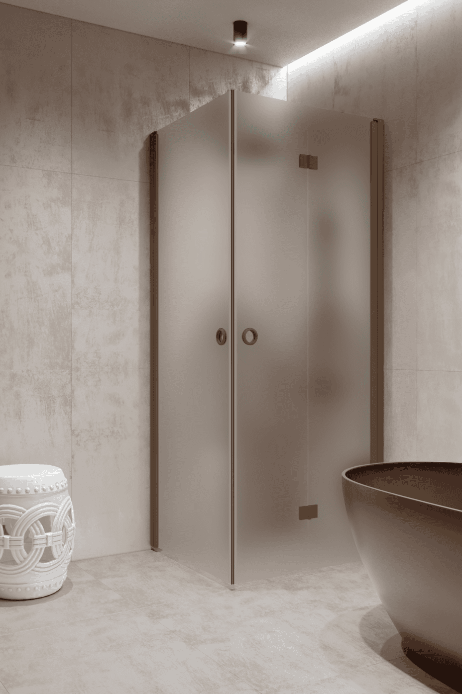Shower enclosure Hietakari Forma 373, Mocha frame, satin frosted glass Shower enclosure Hietakari Forma 373, Mocha frame, satin frosted glass