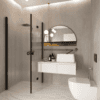 Shower enclosure Hietakari Forma 373, black frame, reeded glass Shower enclosure Hietakari Forma 373, black frame, reeded glass