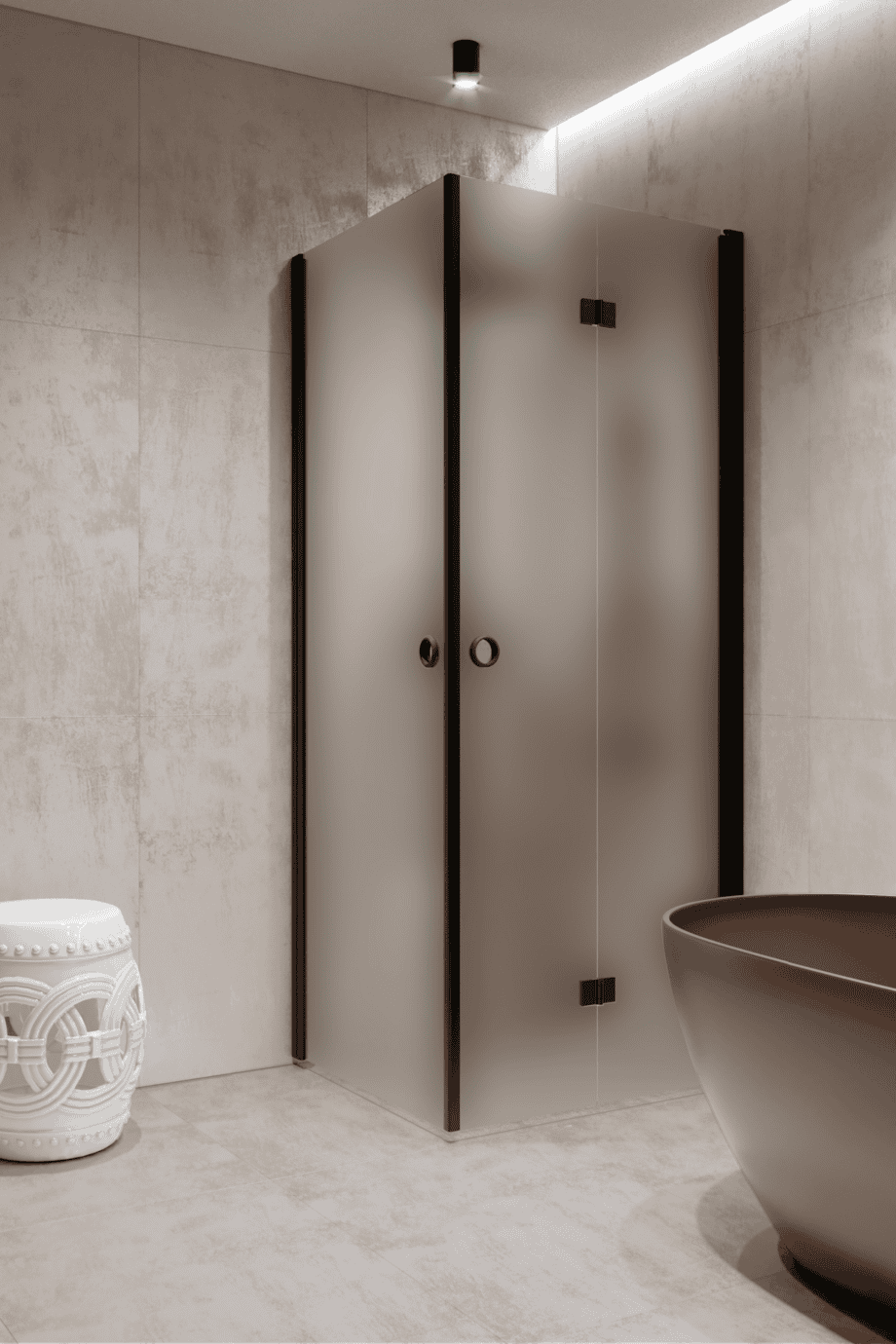 Shower enclosure Hietakari Forma 373, black frame, satin frosted glass Shower enclosure Hietakari Forma 373, black frame, satin frosted glass