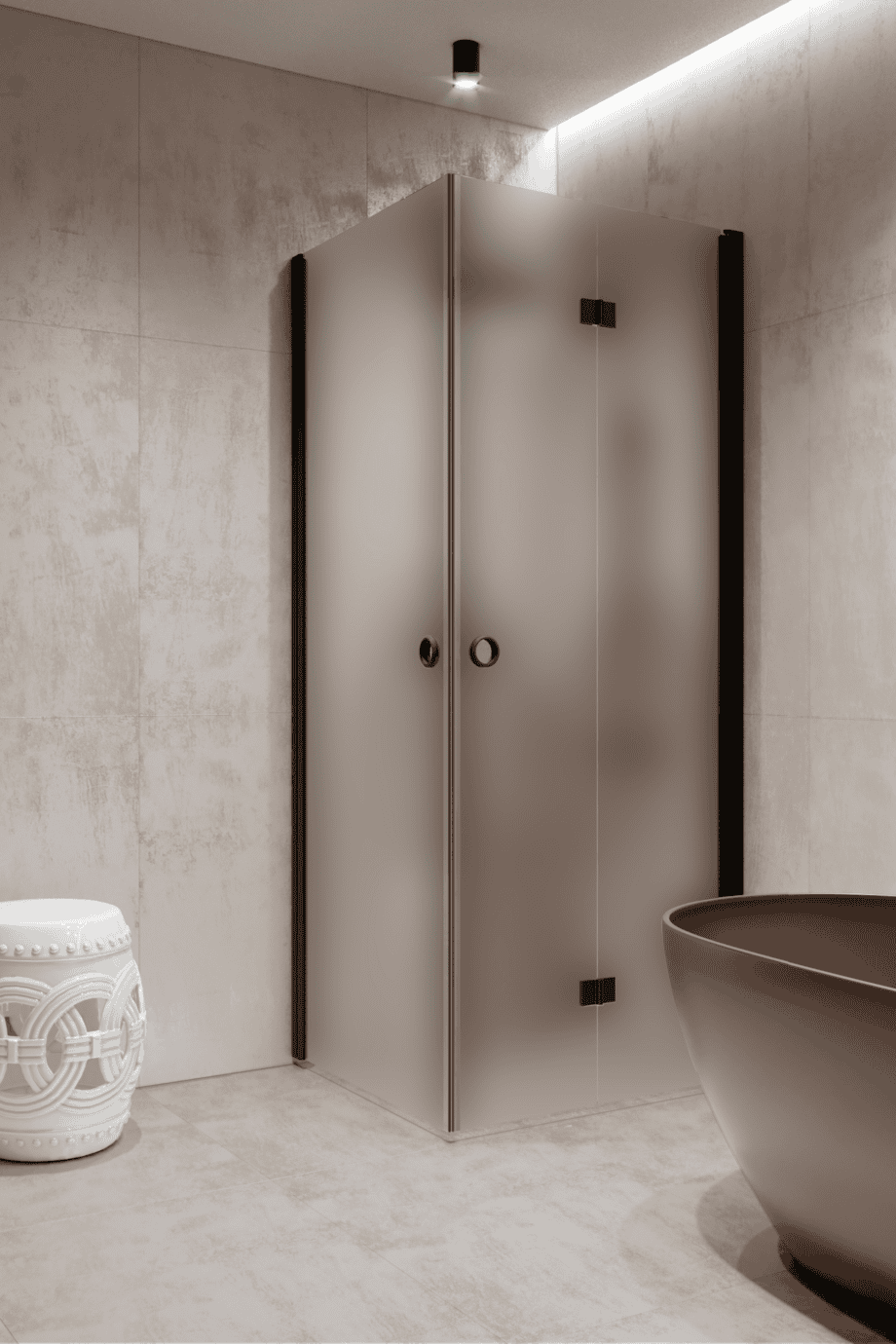 Shower enclosure Hietakari Forma 373, black frame, super bright satin glass Shower enclosure Hietakari Forma 373, black frame, super bright satin glass