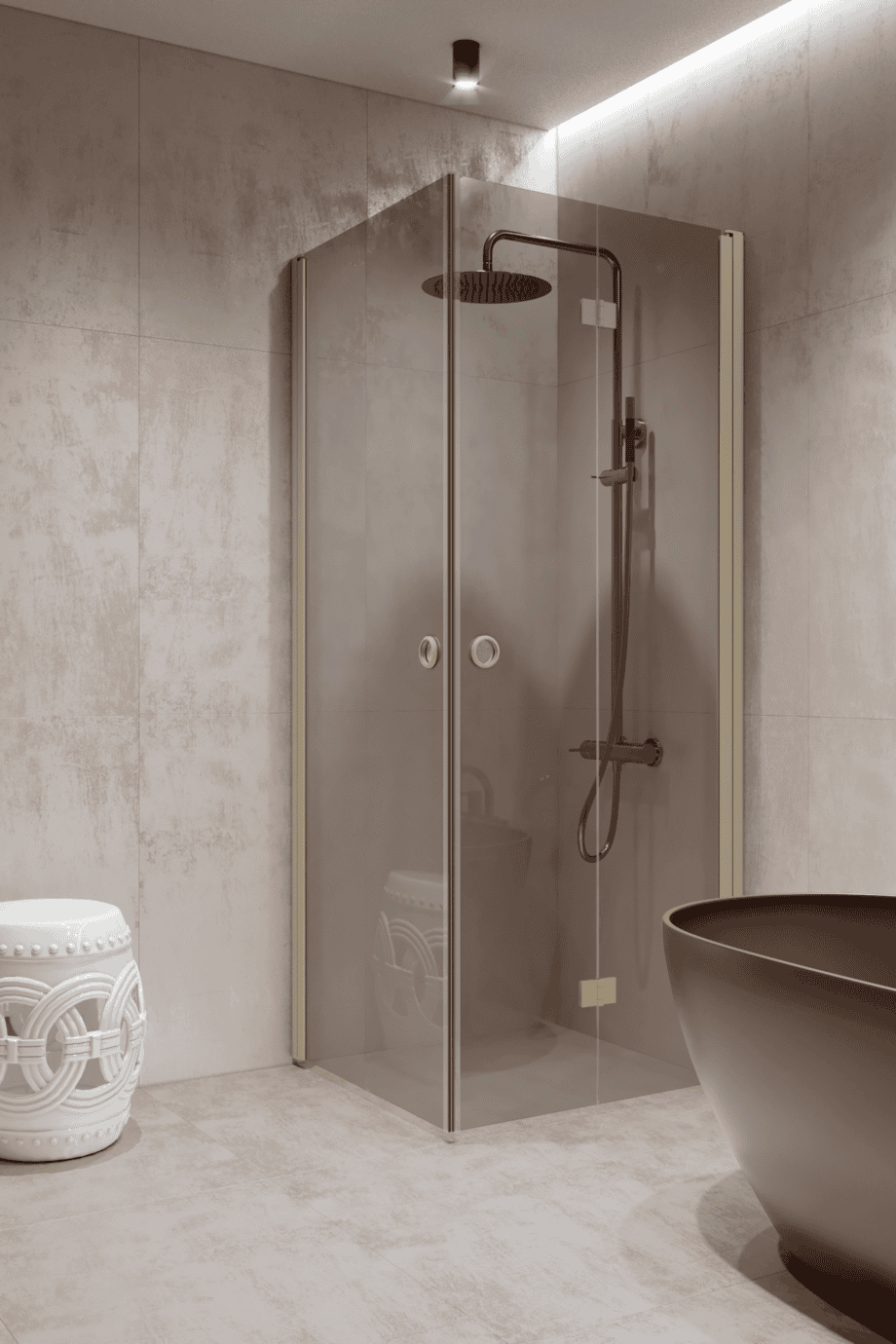 Shower enclosure Hietakari Forma 373, Sand frame, grey tinted glass Shower enclosure Hietakari Forma 373, Sand frame, grey tinted glass