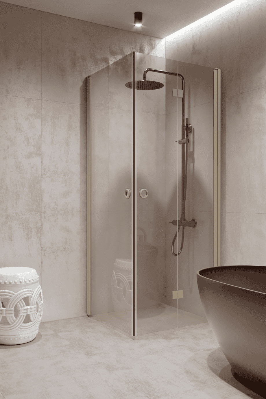 Shower enclosure Hietakari Forma 373, Sand frame, clear glass Shower enclosure Hietakari Forma 373, hinged door + folding door – 7