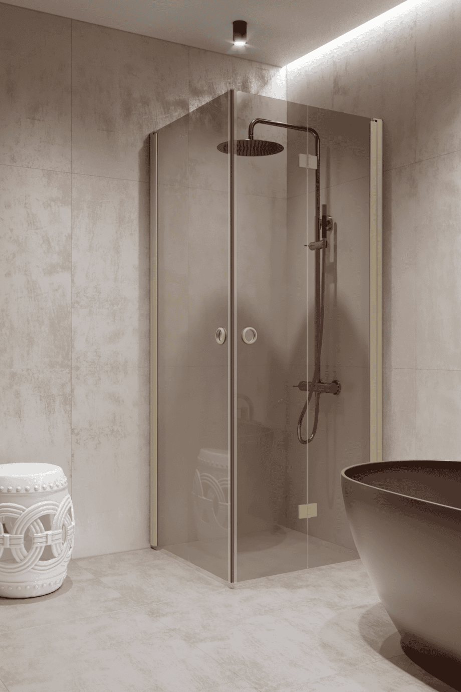 Shower enclosure Hietakari Forma 373, Sand frame, bronze tinted glass Shower enclosure Hietakari Forma 373, Sand frame, bronze tinted glass