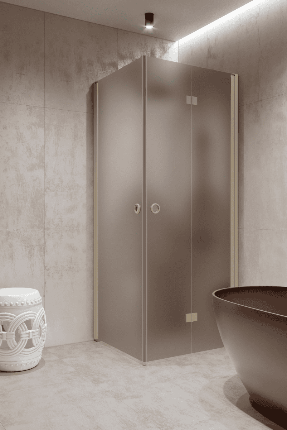 Shower enclosure Hietakari Forma 373, Sand frame, brown satin glass Shower enclosure Hietakari Forma 373, Sand frame, brown satin glass