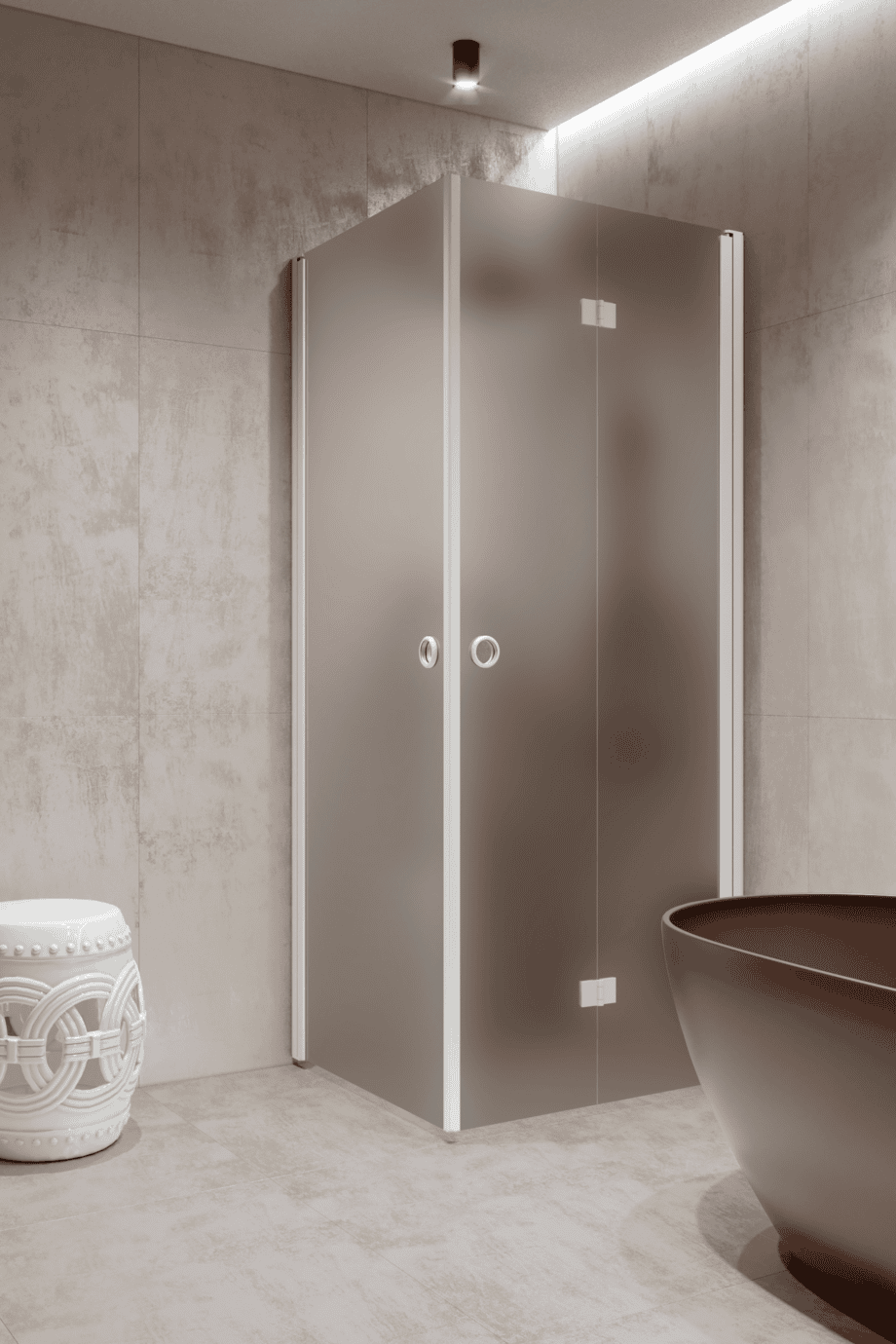 Shower enclosure Hietakari Forma 373, white frame, grey satin glass Shower enclosure Hietakari Forma 373, white frame, grey satin glass