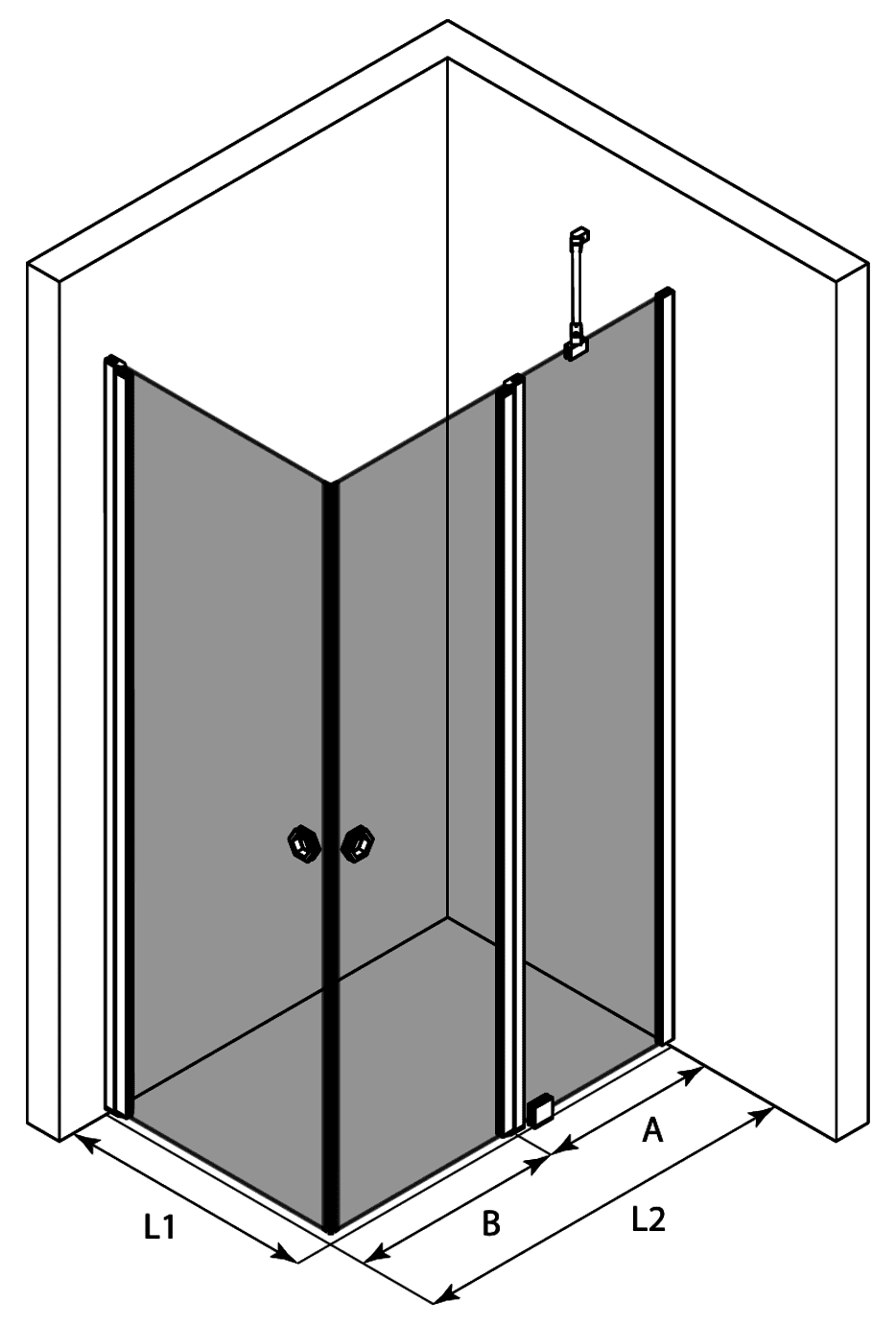 Shower enclosure Hietakari Forma 374, hinged door + hinged door with fixed part – 3