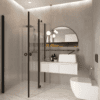 Shower enclosure Hietakari Forma 374, hinged door + hinged door with fixed part – view 6 Shower enclosure Hietakari Forma 374, hinged door + hinged door with fixed part – 6